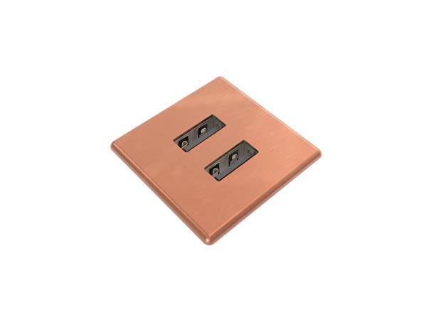 Kondator Powerdot MICRO Kvadrat - 2x USB 30x30mm Total 5v, 2000 mA Kobber Metall