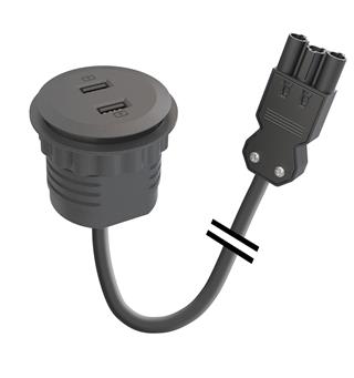 Kondator Powerdot MINI- 2x USB Wieland GST18® Sort- 20cm