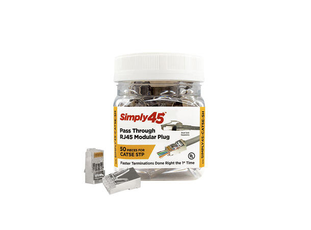 Simply45 - RJ45 - CAT 5e STP Pass Through - 28-26AWG - 50 stk 