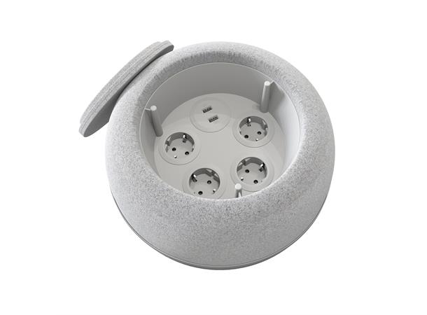 Kondator Iris Strøm-Hub 4xStrøm 2x USB Grå