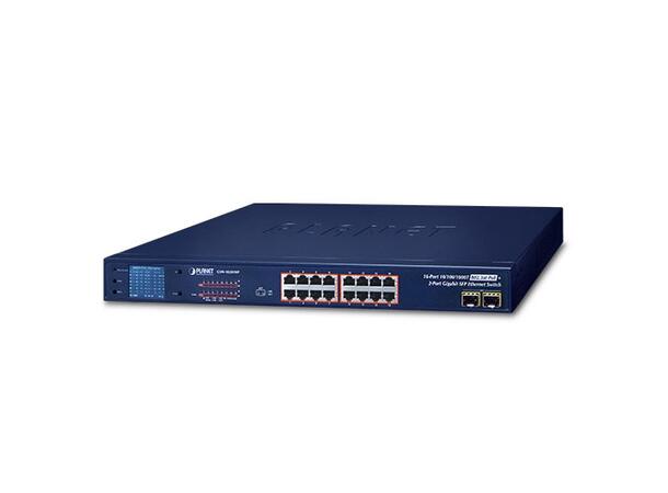 Planet Switch 16 + 2 Gigabit SFP PoE+ Standard - 300W 19" 