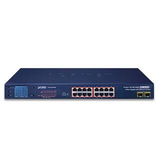 Planet Switch 16 + 2 Gigabit SFP PoE+ Standard - 300W 19"