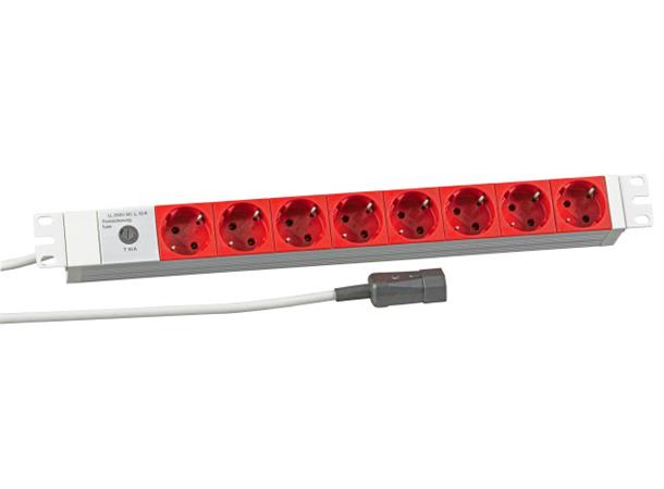 EFB Strømskinne 19" 8xSchuko 2,0 m PDU 1xC14 Kabel for UPS 