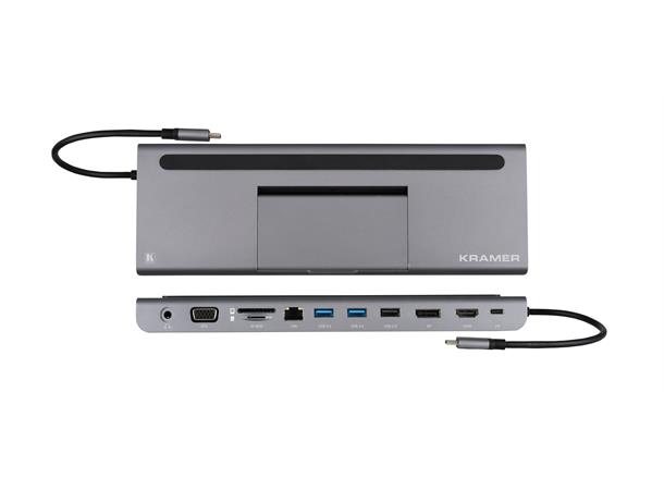 Kramer Adapter USB-C >VGA/DP/2xUSB3/HDMI USB-C>DP HDMI 2xUSB3.0 PD RJ45 SDkort 4K 