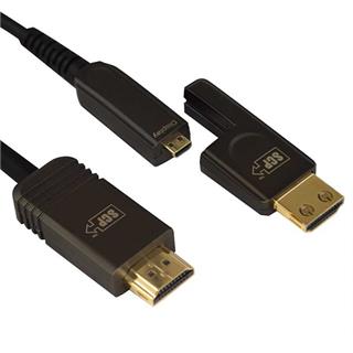 SCP HDMI Hybridkabel -  LSZH Sort HDMI Fiber/Kobber 18Gbps HDCP2.2 Detach