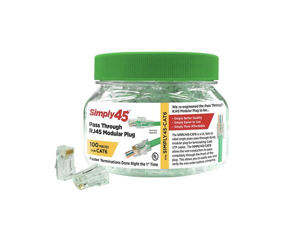 Simply45 - RJ45 - CAT 6 UTP Pass Through - 23AWG  - 100 stk 