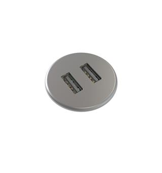 Kondator Powerdot MICRO - 2x USB Ø30mm,  Total 5v, 2000 mA, Antrasitt