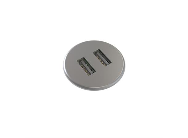 Kondator Powerdot MICRO - 2x USB Ø30mm,  Total 5v, 2000 mA, Antrasitt