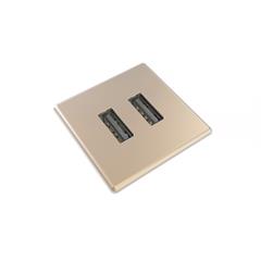Kondator Powerdot MICRO Kvadrat - 2x USB 30x30 mm, Total 5v, 2000 mA, Messing