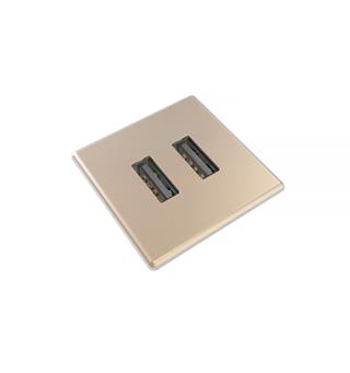 Kondator Powerdot MICRO Kvadrat - 2x USB 30x30 mm, Total 5v, 2000 mA, Messing