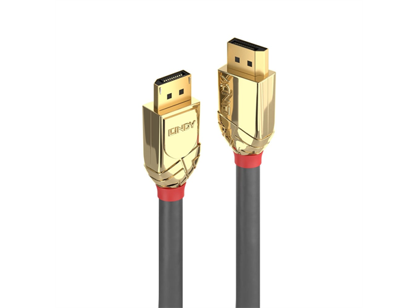 Lindy DisplayPort Kabel - 2 m Gold 8K Displayport 1.4 M/M, 32.4Gbps Grå 