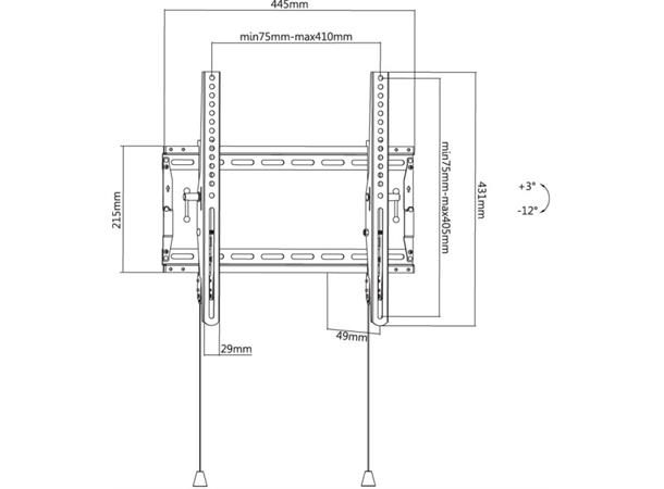 Techly Veggbrakett m Tilt 32-70" Maks 70 kg Sort 