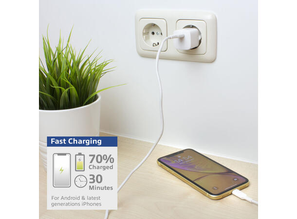 ACT Universal USB-C  lader 30W ¤ 1x USB-C 20V/ 1,67A, 30W Pwr Delivery 