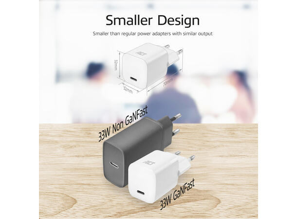 ACT Universal USB-C  lader 30W ¤ 1x USB-C 20V/ 1,67A, 30W Pwr Delivery 