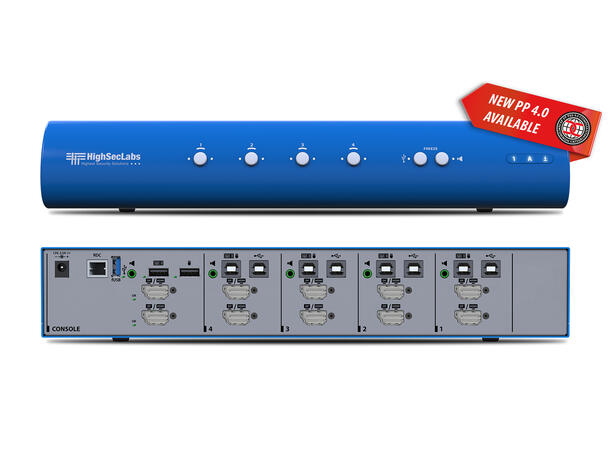 HighSecLabs Secure KVM 4p DH DP/HDMI w/Fusb,  NIAP PP 4.0- Made In US 