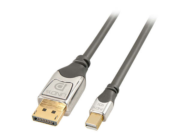 Lindy MiniDP - DP Kabel -  0,5 m Cromo 21.6 Gbps Displayport 1.2 4K Grå 