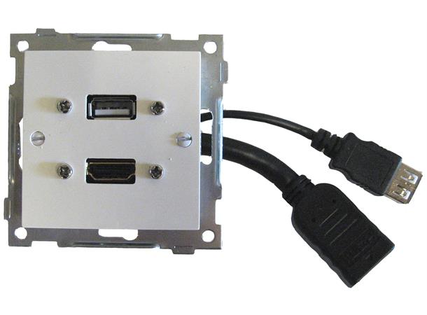 Tilkoblingspanel - HDMI USB ELKO Sentralplate Rett 