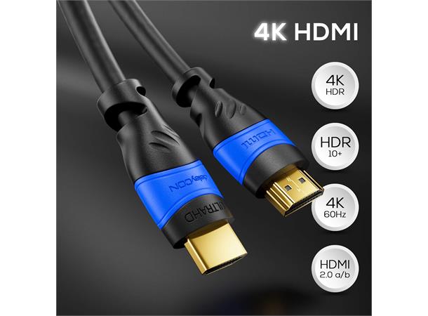 Deleycon HDMI High-Speed HQ-  1 m HDMI Kabel m/Ethernet Sort 4K 