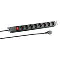 EFB Strømskinne 19" 8xSCHUKO 2,0 m PDU 1xSchukokabel, 2m m/Switch