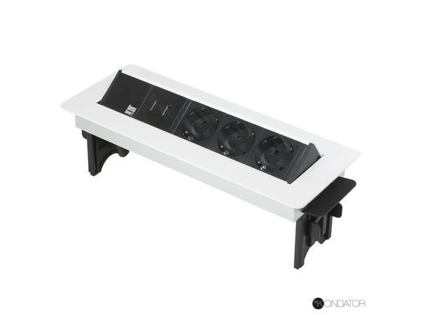 FF Axessline QuickBox 3xStrøm 2xUSB Lader Hvit 