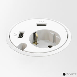 FF PD14 - 1xStrøm 2xUSB-lader Justerbar i 3 nivåer H89mm Hvit