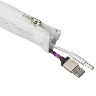 FF Kabelstrømpe 1.5m Hvit Ø20mm Flettet med glidelås