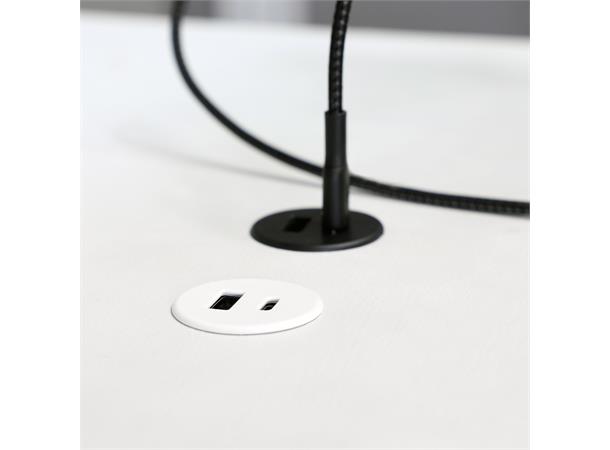 Kondator Powerdot MICRO Rund- USB-C/ A Ø30 1xUSB-C 1x USB A 3A Sort 1,5 m