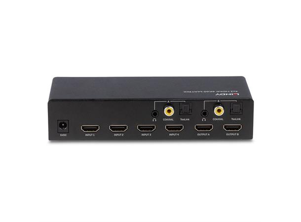 Lindy Matrix Switch 4x2 HDMI 4K 4K60 HDR Toslink 3.5mm Audio 