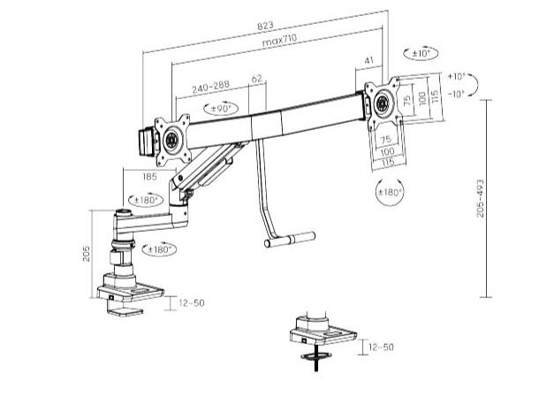 AiC Dual-Bar Sort Dobbel skjermfeste for AIC-SINGLE 