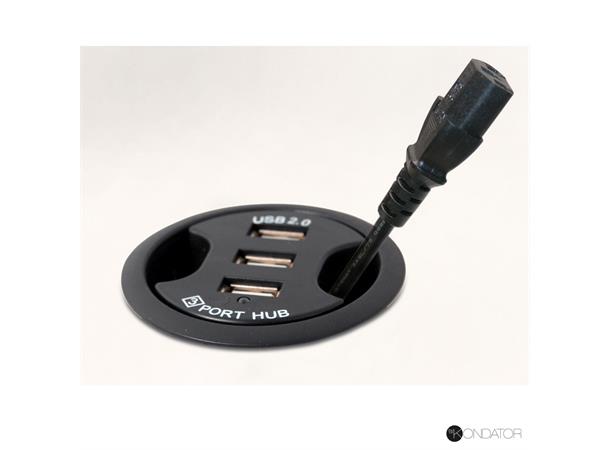 Kondator Axessline Combo 3x USB 2x Audio 2x Kabelgjennomføring 