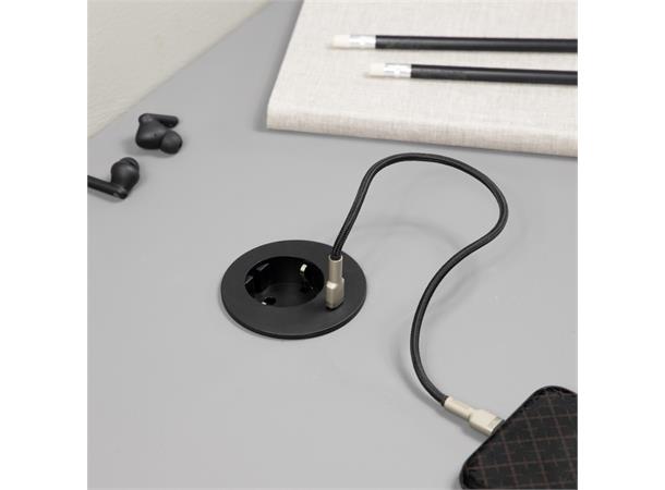Kondator Powerdot MIDI - 1xStrøm 1xUSB-C Type F Ø60mm Sort