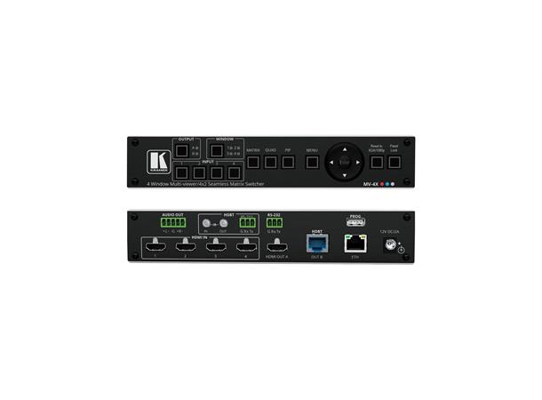 Kramer Matrix & Multiview - 4 x 2 4K HDMI 2.0 - Lyd ut- HDbaseT 