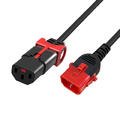 Strømkabel IEC Lock C13-C14, Sort- 3m C13 IEC Lock+ - C14 Dual IEC locking