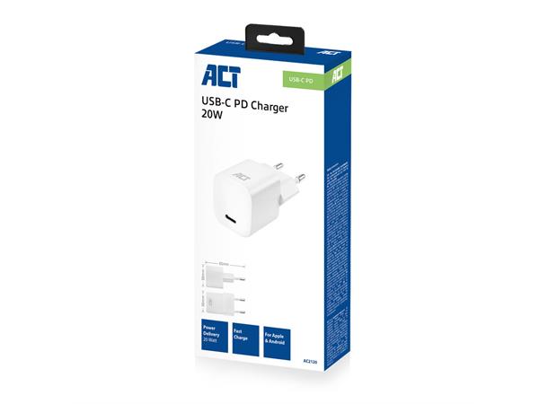 ACT Universal USB-C  lader 20W 1x USB-C 12V/ 1,67A, 20W Power Delivery 