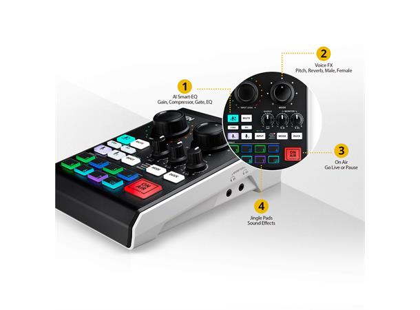 Aten Podcast AI Audio Mixer MivLIVE 6-kanel 