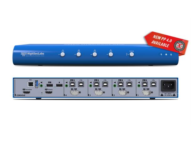 HighSecLabs Secure KVM Combiner 4p, DP/HDMI  fUSB PP 4.0 UHD 4K 