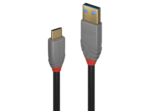 Lindy USB-A>C, 3.2 Gen 2 Passive- 0,5m USB-A>C M-M 10Gbps, 15W, No Video, 90°
