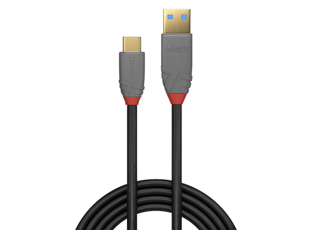Lindy USB-A>C, 3.2 Gen 2 Passive- 0,5m USB-A>C M-M 10Gbps, 15W, No Video, 90°
