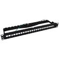 SCP Patch Panel 24 port Unloaded 1RU Med kabelsstyring Shielded patch panel