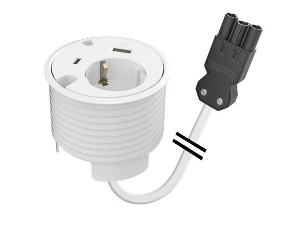 FF PD16-GST- 1xStrøm 1xUSB 1xUSB-C Wieland GST18® 2x hull Hvit Maks 1200 mm 