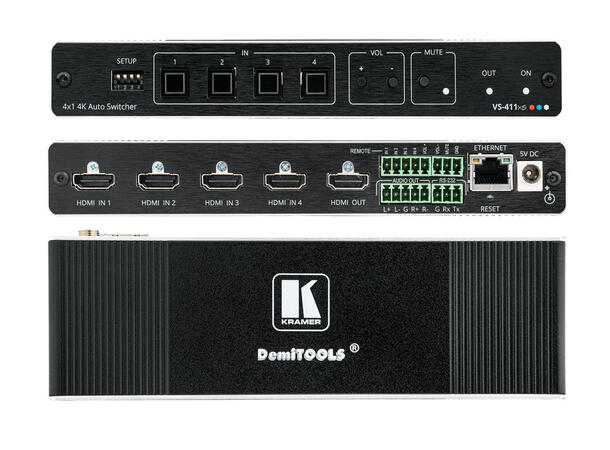 Kramer Switch 4K HDR HDMI 4:1 ¤ Intelligent Auto EDID Audio De-Embedding 