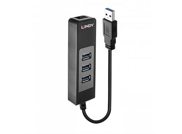 Lindy HUB 3-port USB 3 3 x USB A 1x RJ45