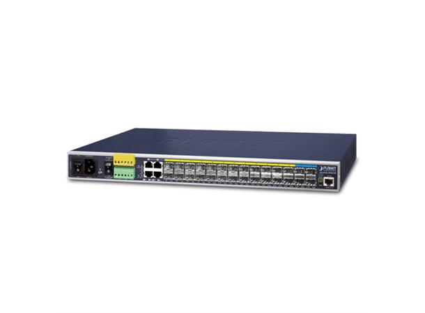 Planet Switch 24-p Gigabit/4x shared EN6100-6-2/4 EMC sertifisert 