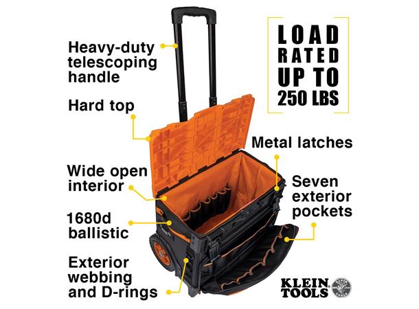Klein Tools Tradesman Pro™ Rolling Tool 19 Lommer 22"  Verktøykasse på hjul 
