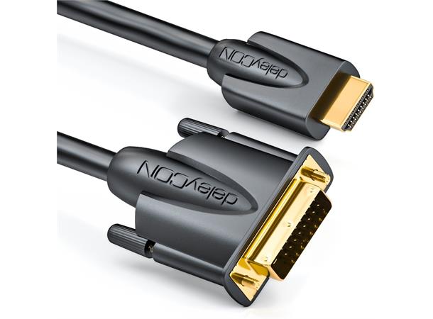 Deleycon HDMI-DVI Kabel - 1 m HDMI - DVI High Speed Sort 