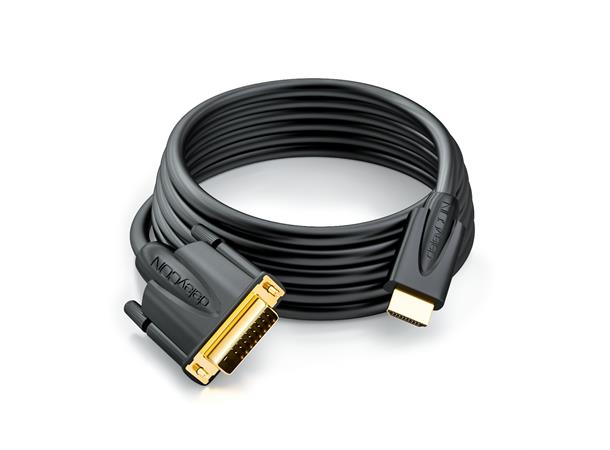Deleycon HDMI-DVI Kabel - 1 m HDMI - DVI High Speed Sort 