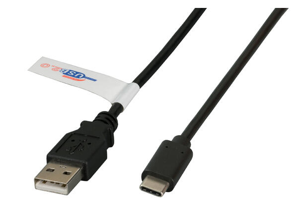 EFB USB2 Kabel A > USB-C -  2 m, Sort M-M 