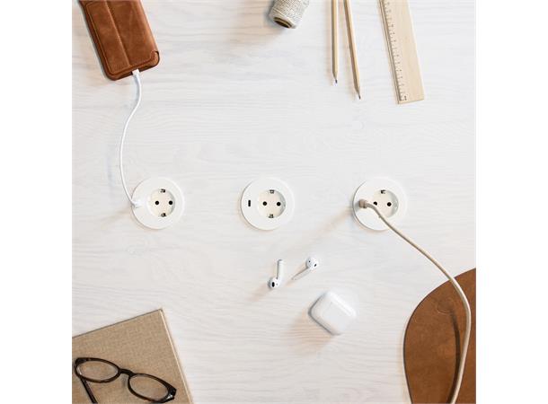 Kondator Powerdot MIDI - 1xStrøm 1xUSB-C Type F Ø60mm Hvit