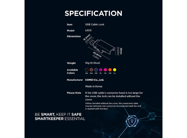 Smartkeeper Essential  USB Kabel lås USB Kabellås, Sort 