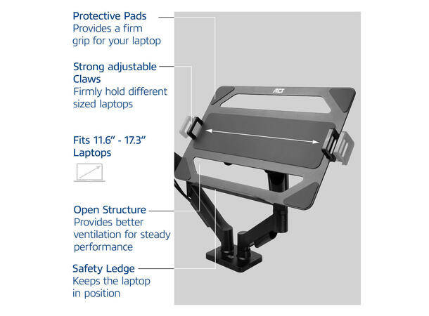 ACT Laptop brett for monitorarmer Laptop 11,6"-17,3 VESA 75x75 